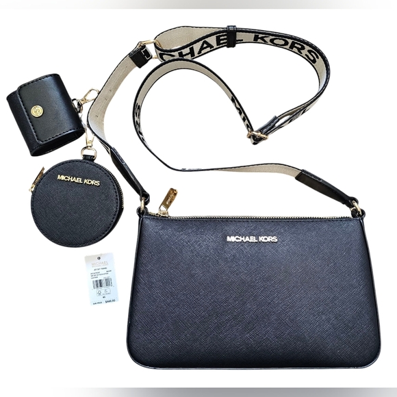 Michael Kors Handbags - Michael Kors Black Leather Jet Set Travel Crossbody, NEW With Tags!